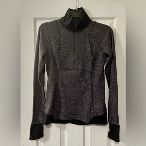 Lululemon Women's Black Long Sleeve Quarter Zip Pullover with Thumb Holes